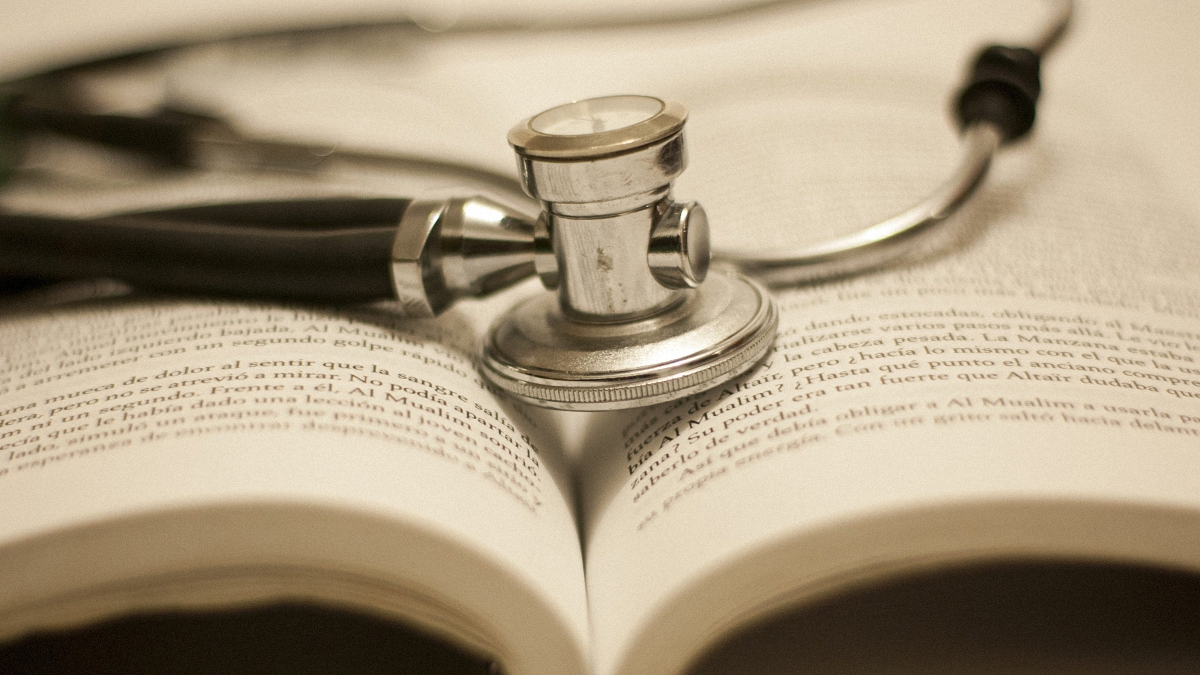 stethoscope on an open book