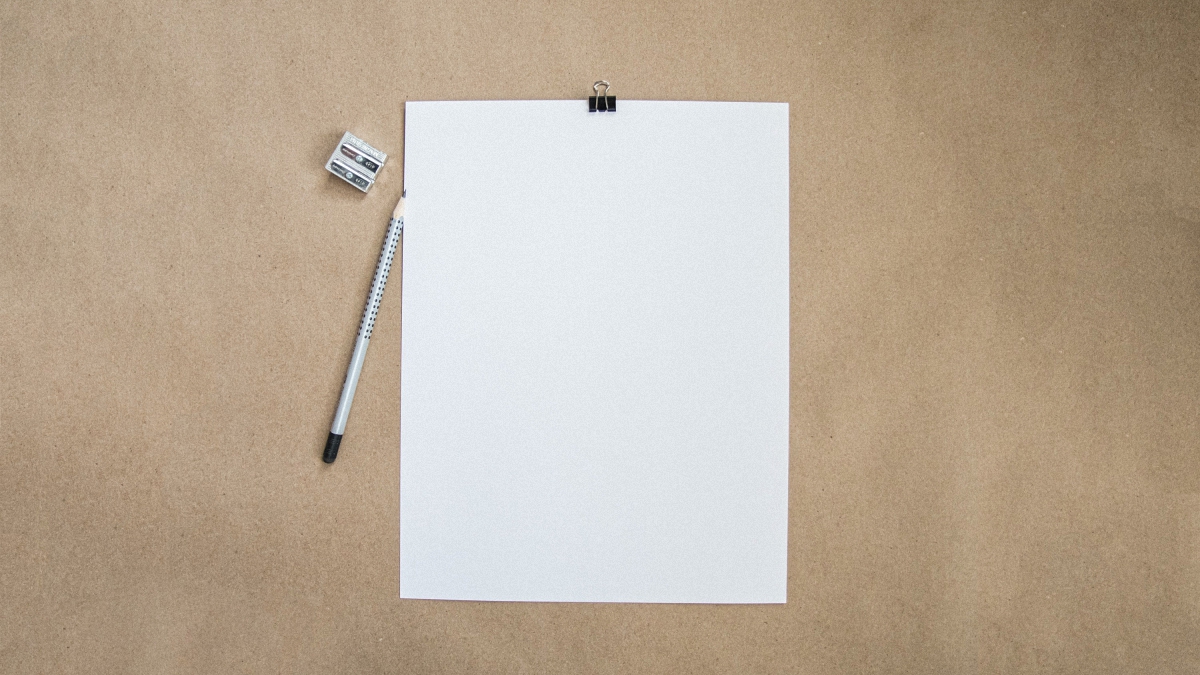 a blank piece of paper and pencil